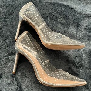 JLO Jennifer Lopez Errregina Silver & Clear  3.5" Heels